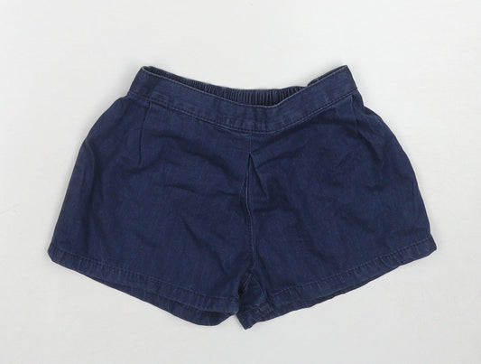 NEXT Girls Blue Cotton Boyfriend Shorts Size 4-5 Years Regular