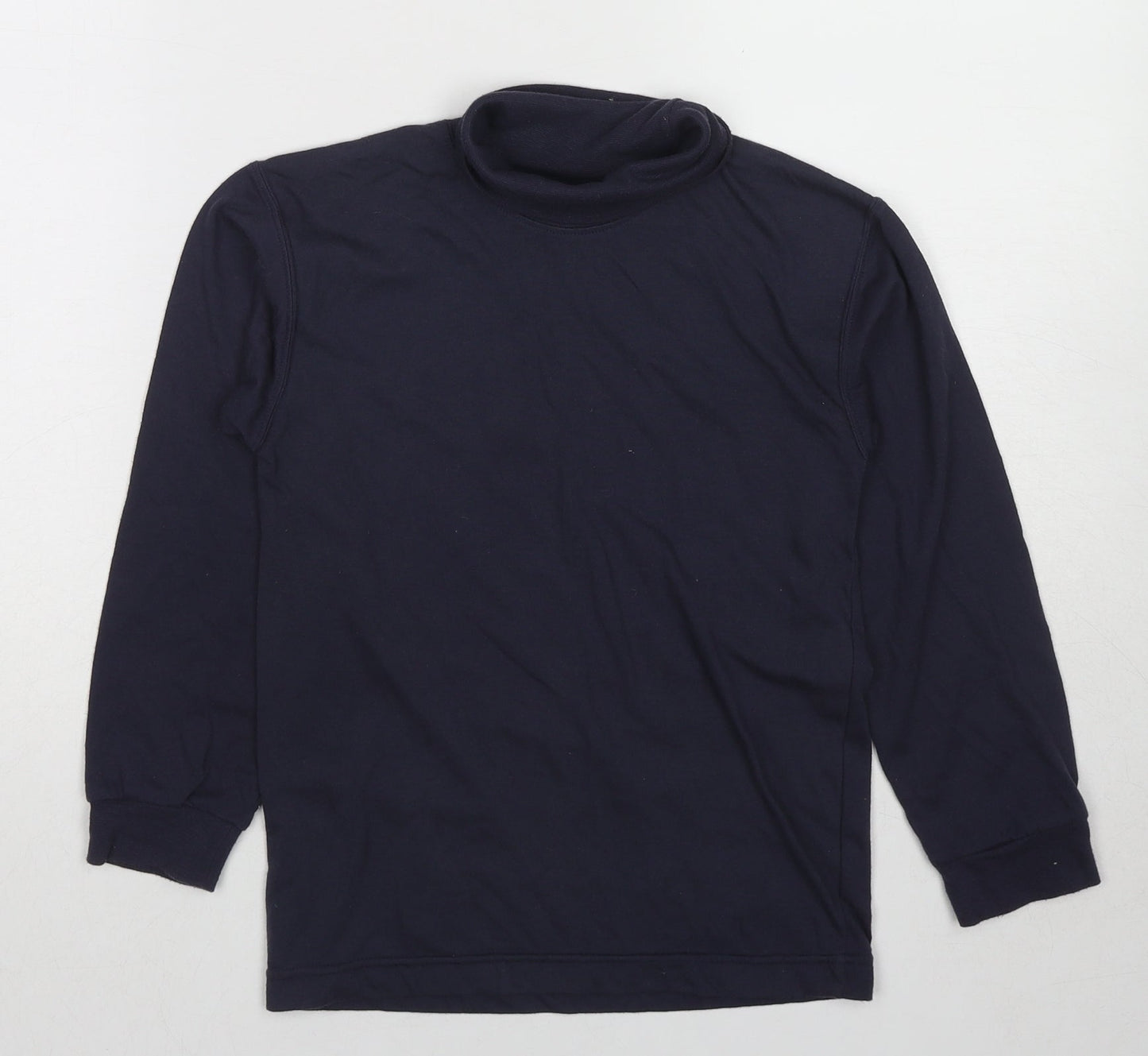 Adams Girls Black Cotton Basic T-Shirt Size 8 Years Roll Neck Pullover