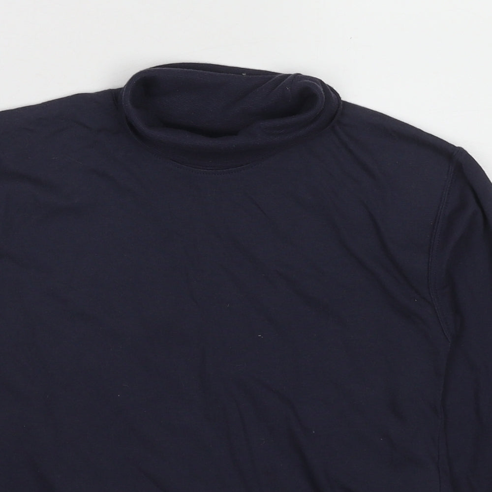Adams Girls Black Cotton Basic T-Shirt Size 8 Years Roll Neck Pullover