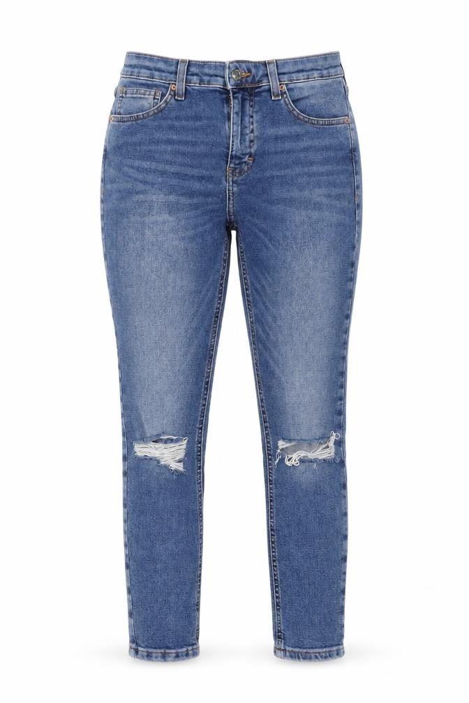 Topshop Womens Blue Cotton Straight Jeans Size 28 in L24 in Regular Button