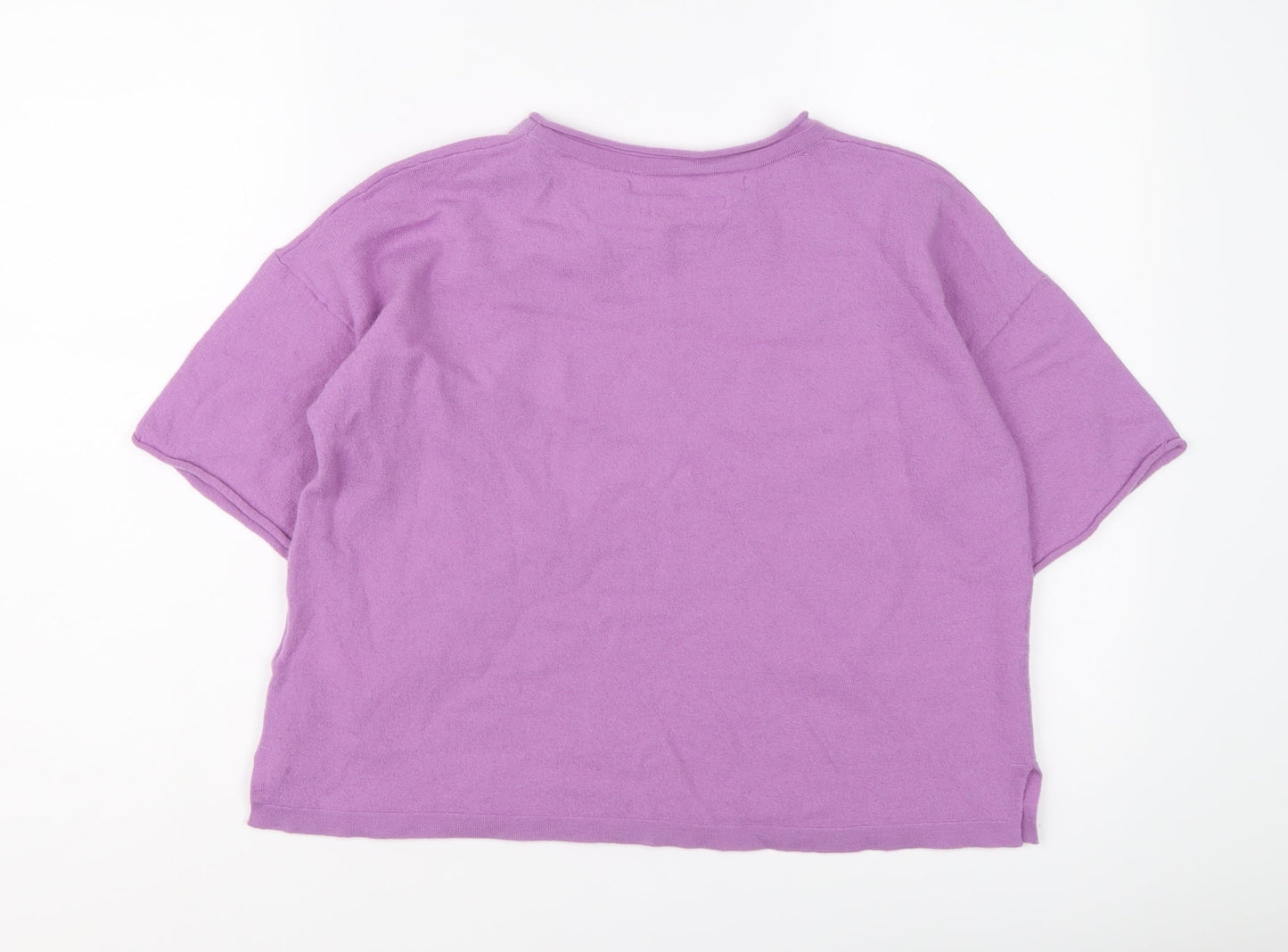 Max Studio Womens Purple Round Neck Wool Pullover Jumper Size L