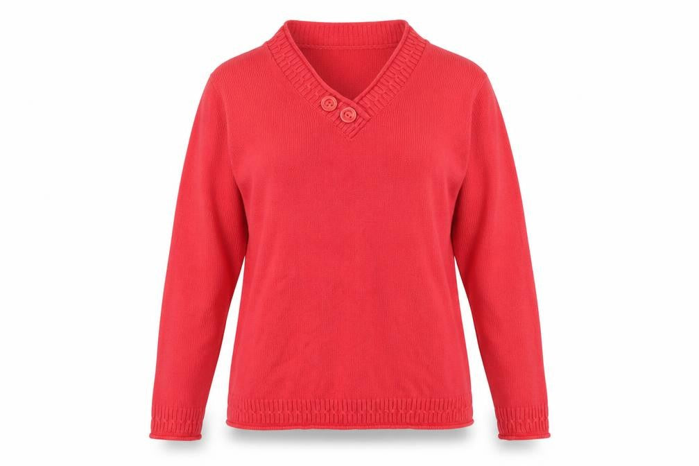 Balsamik Womens Pink V-Neck Acrylic Pullover Jumper Size 18