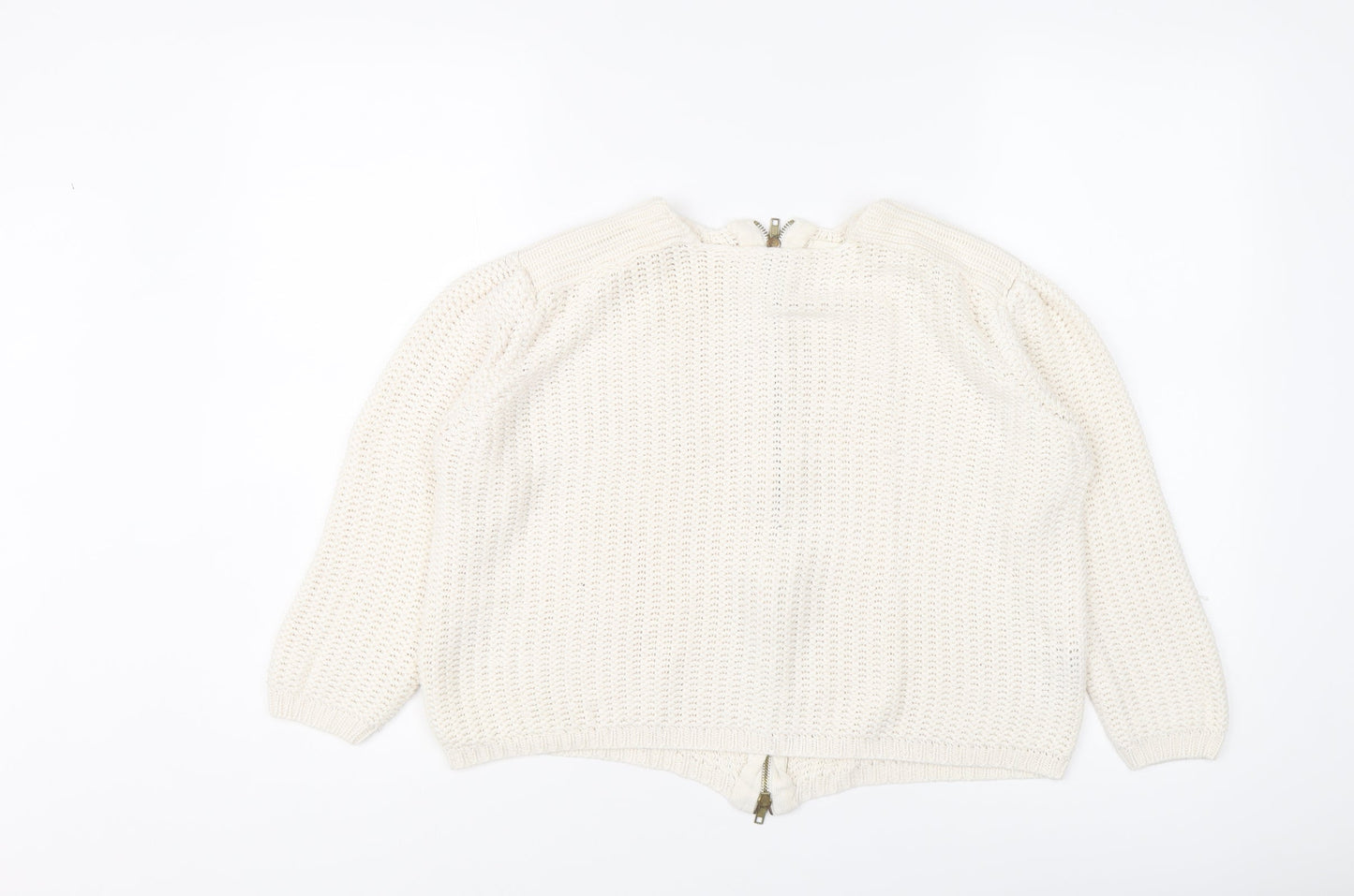 Zara Womens Ivory Round Neck Acrylic Pullover Jumper Size S