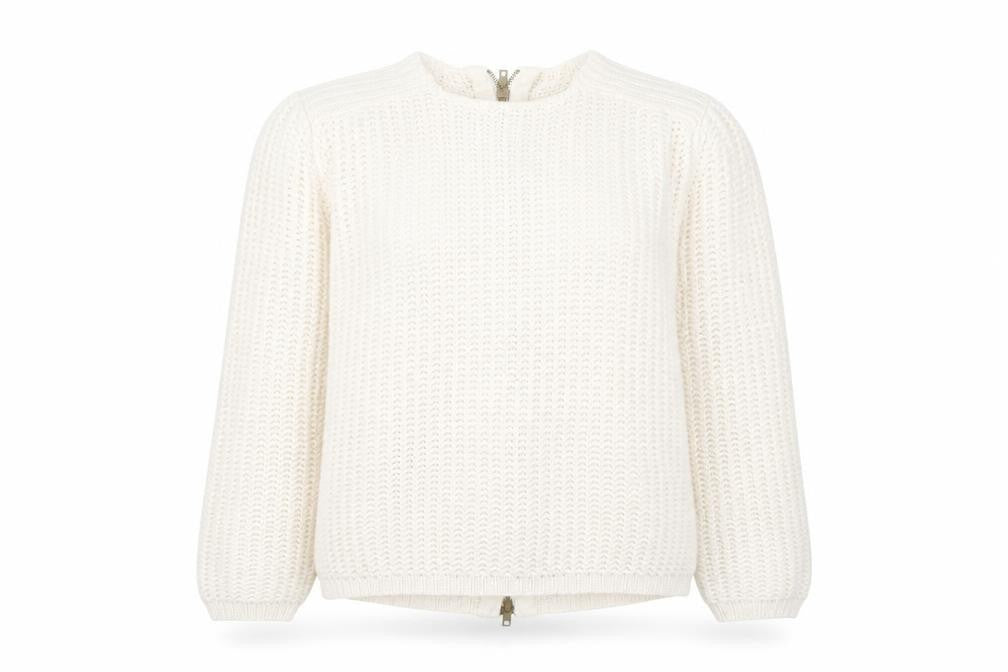 Zara Womens Ivory Round Neck Acrylic Pullover Jumper Size S