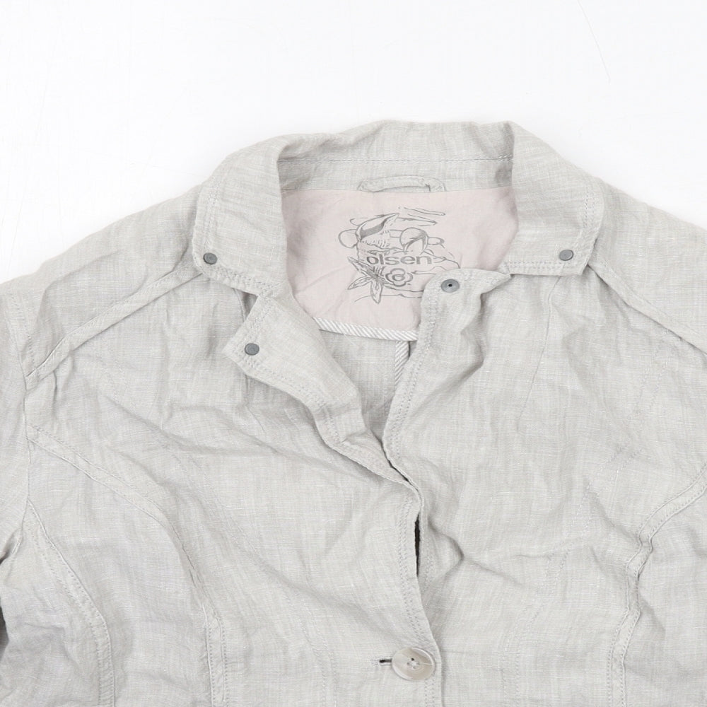 Olsen Womens Grey Jacket Size 12 Button