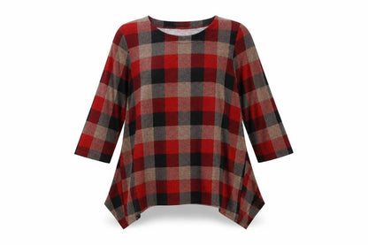 Front view of Roman women’s multicoloured check polyester basic t-shirt, size UK 12, round neck