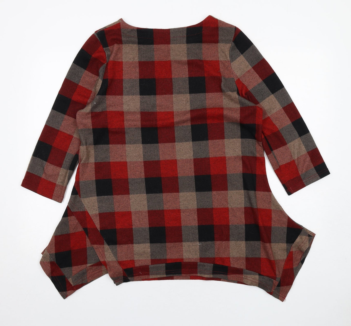 Roman Womens Multicoloured Check Polyester Basic T-Shirt Size 12 Round Neck