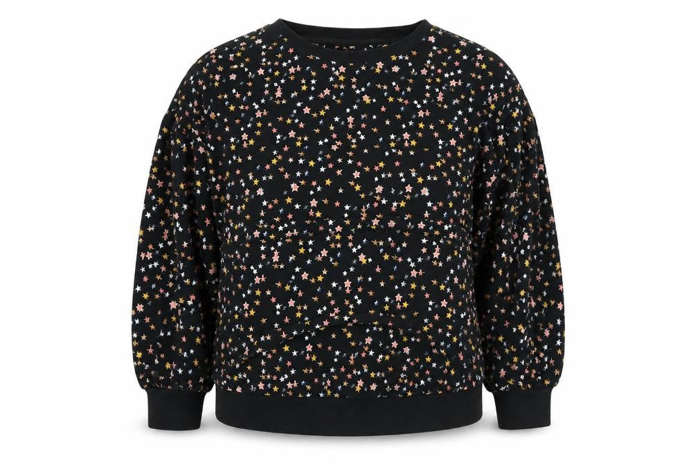 NEXT Womens Black Geometric Polyester Pullover Sweatshirt Size L Pullover - Star pattern