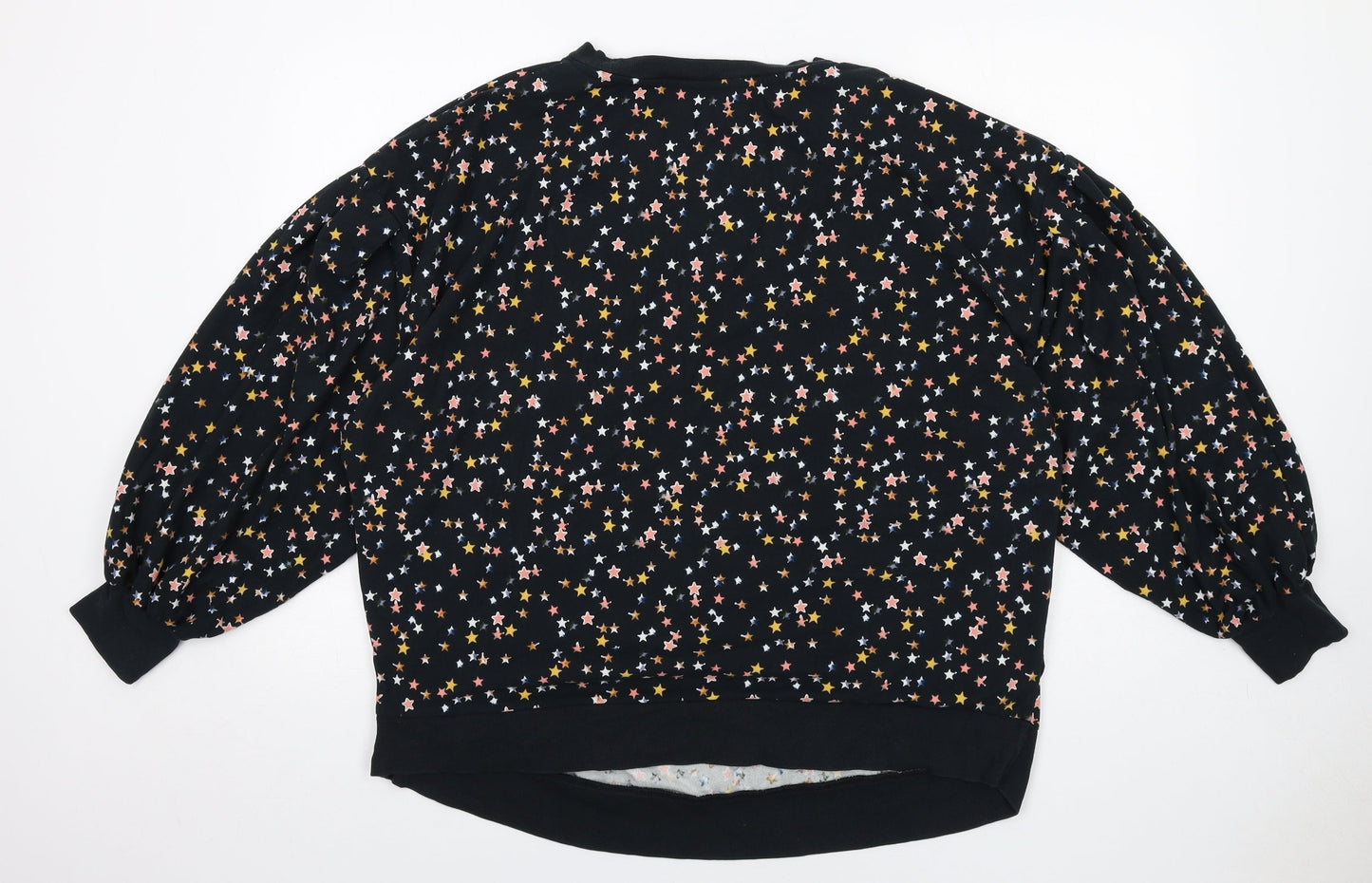 NEXT Womens Black Geometric Polyester Pullover Sweatshirt Size L Pullover - Star pattern