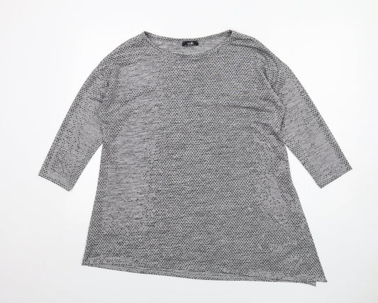 Wallis Womens Grey Polka Dot Polyester Basic T-Shirt Size M Round Neck