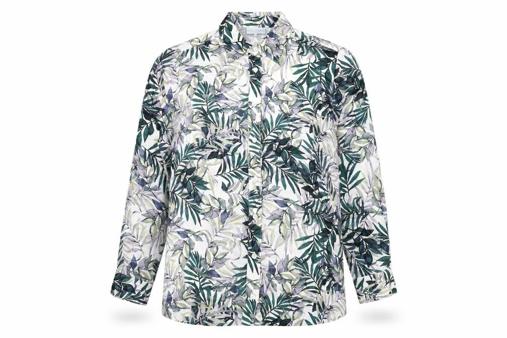 Cotswold Collections Womens Multicoloured Geometric Polyester Basic Button-Up Size 12 Collared - Leaf Print