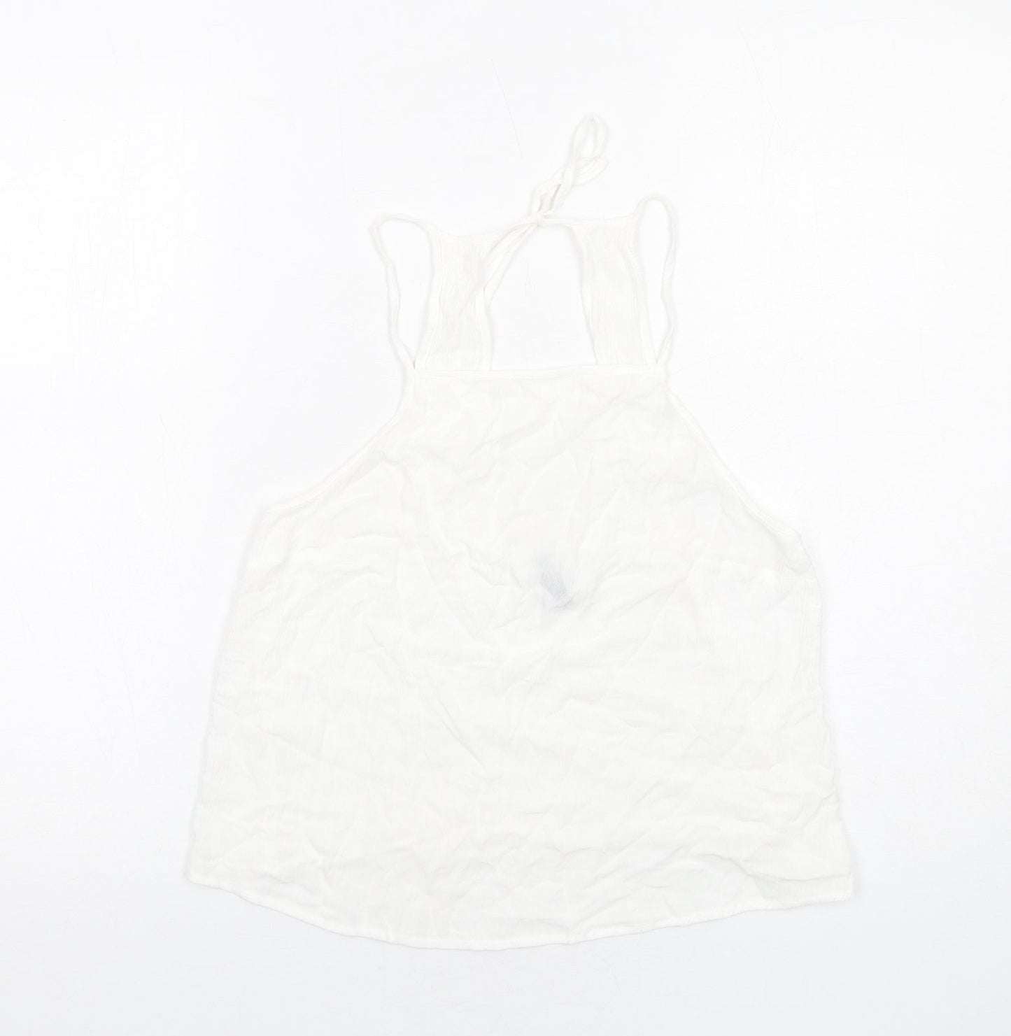 H&M Womens White Viscose Basic Tank Size 12 Square Neck