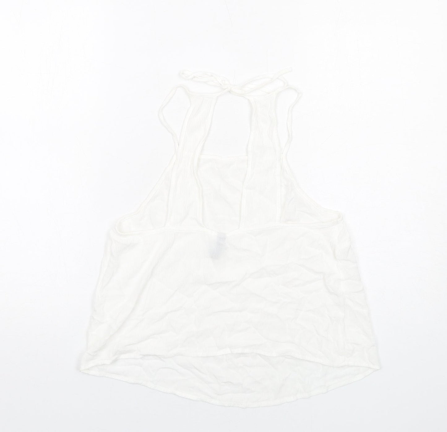 H&M Womens White Viscose Basic Tank Size 12 Square Neck