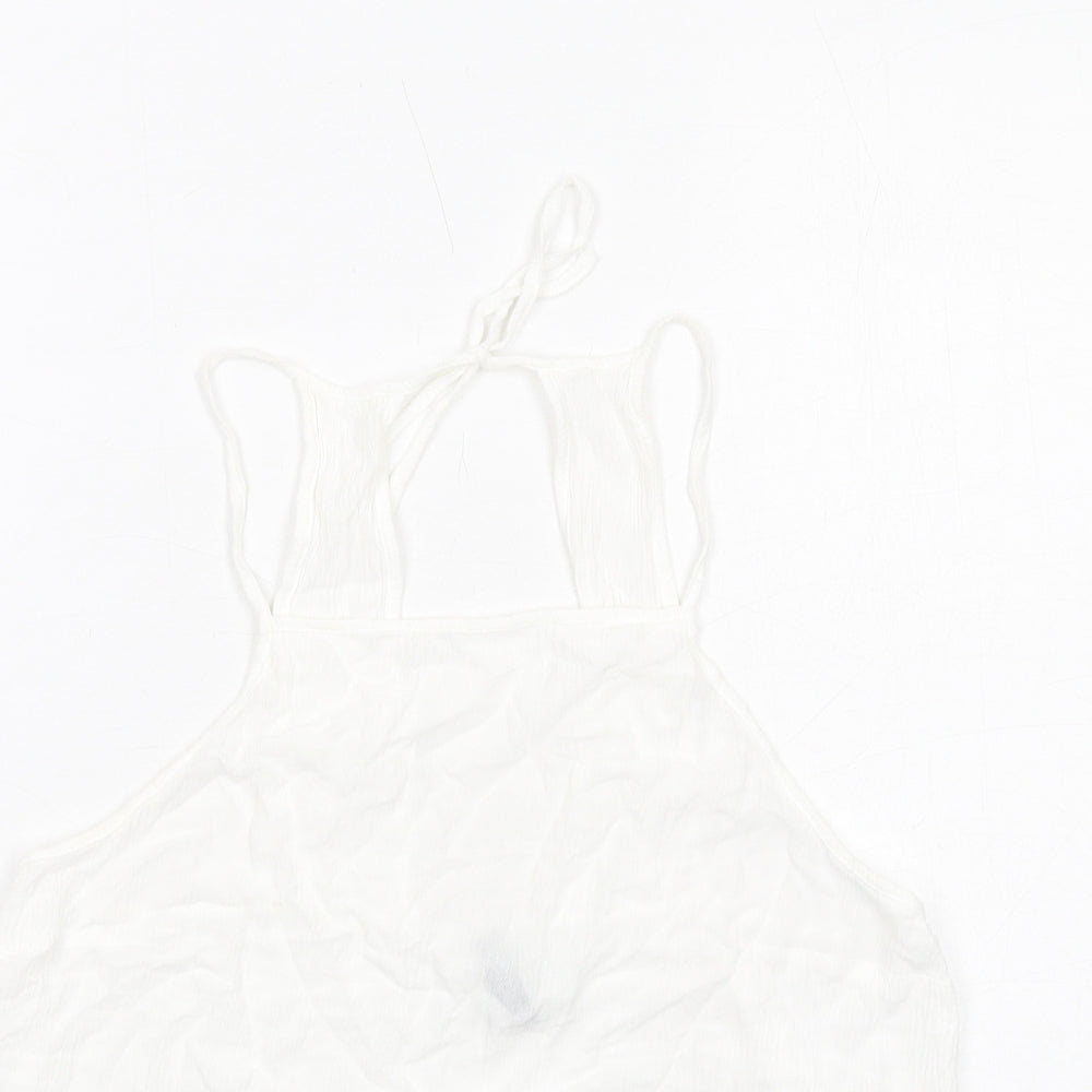 H&M Womens White Viscose Basic Tank Size 12 Square Neck