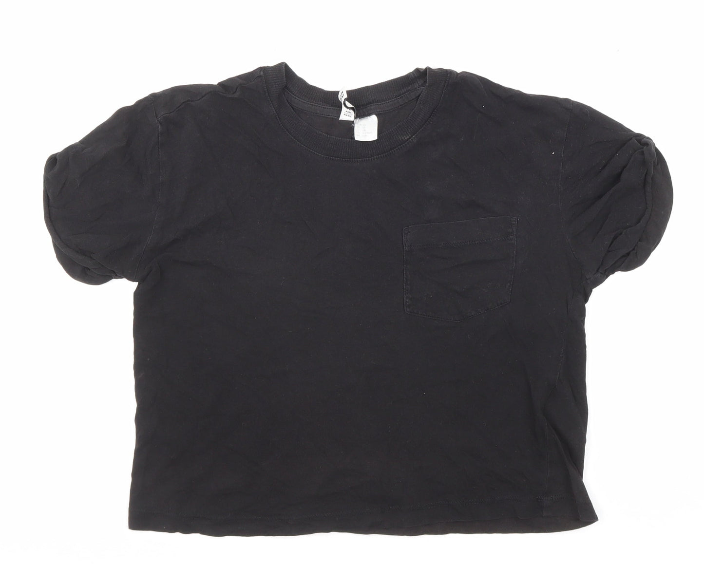 Divided by H&M Womens Black Polyester Basic T-Shirt Size XS Round Neck