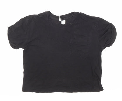 Divided by H&M Womens Black Polyester Basic T-Shirt Size XS Round Neck
