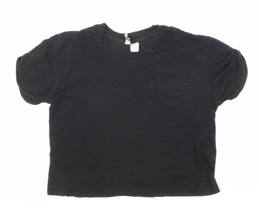 Divided by H&M Womens Black Polyester Basic T-Shirt Size XS Round Neck