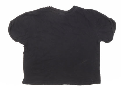 Divided by H&M Womens Black Polyester Basic T-Shirt Size XS Round Neck