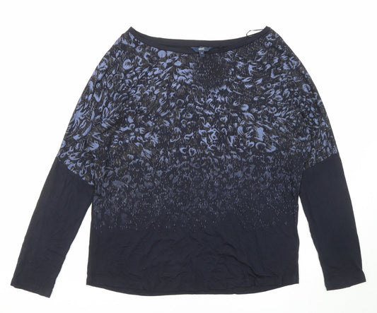 NEXT Womens Blue Viscose Basic T-Shirt Size 10 Boat Neck