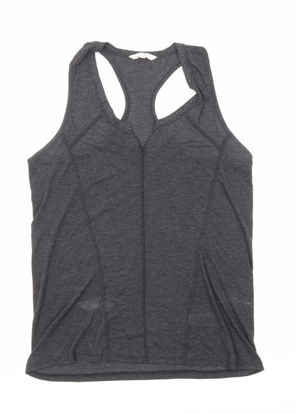 Next Womens Grey Viscose Basic Tank Size 10 V-Neck