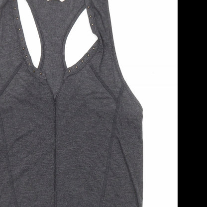 Next Womens Grey Viscose Basic Tank Size 10 V-Neck