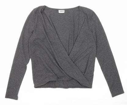 Noisy May Womens Grey V-Neck Polyester Pullover Jumper Size S Pullover - Wrap Front Detail