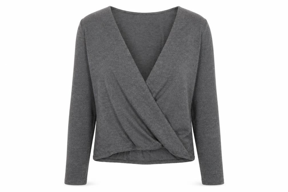 Noisy may Womens Grey V-Neck Polyester Pullover Jumper Size S Pullover - Wrap Front Detail