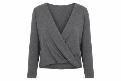 Noisy May Womens Grey V-Neck Polyester Pullover Jumper Size S Pullover - Wrap Front Detail