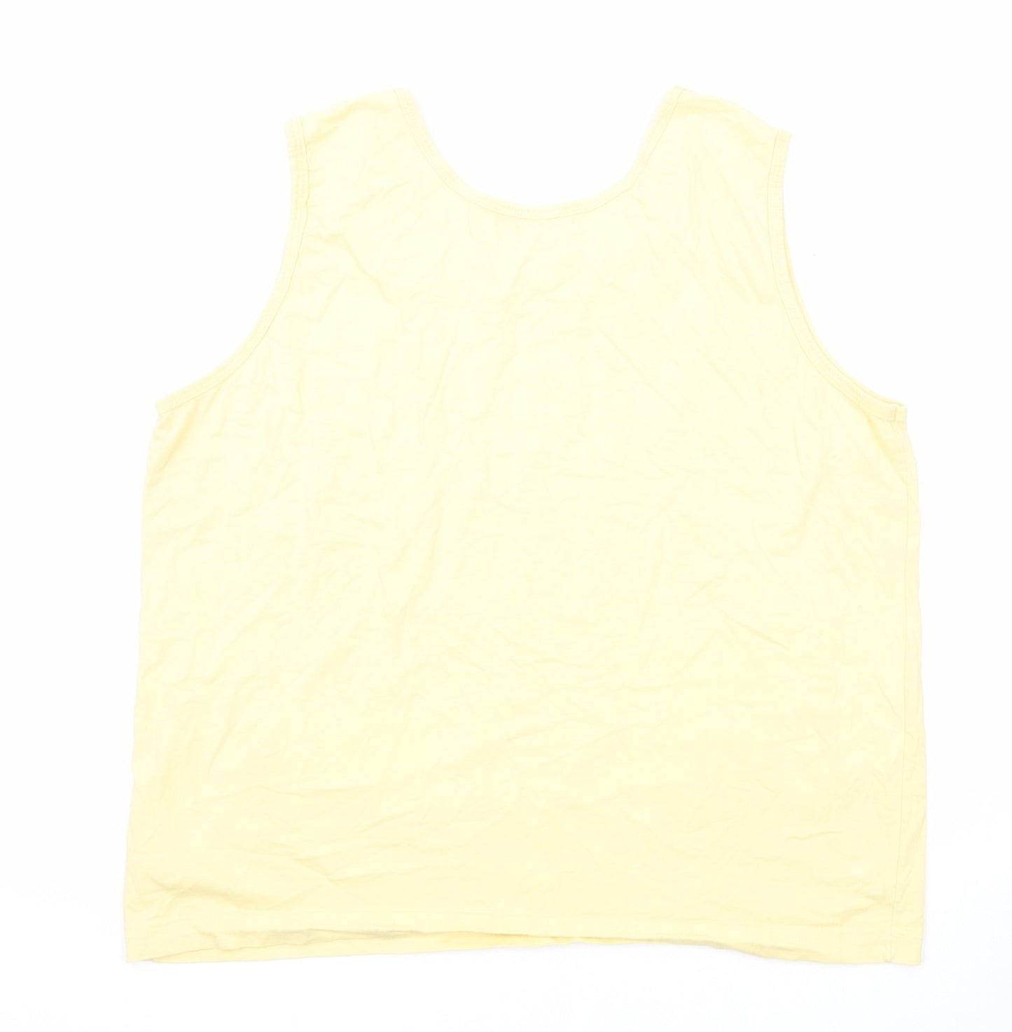 St Bernard Womens Yellow Polyester Basic Tank Size 18 Round Neck