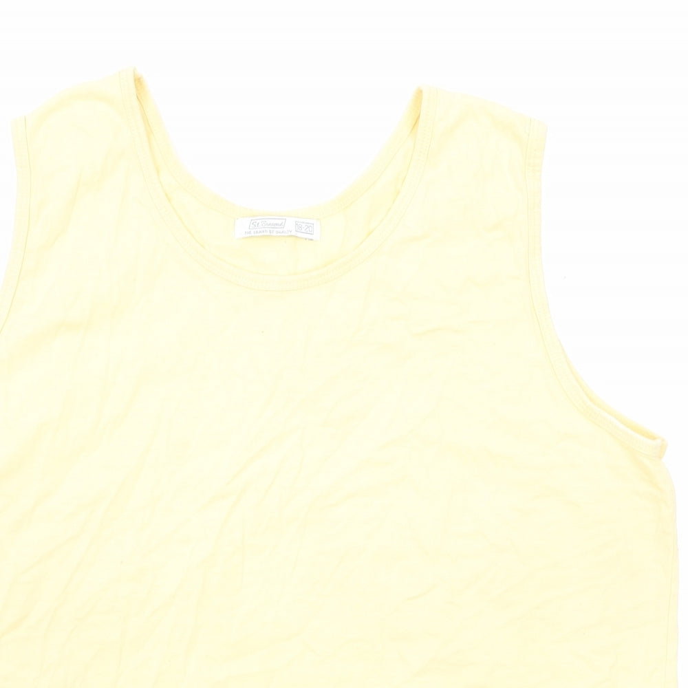 St Bernard Womens Yellow Polyester Basic Tank Size 18 Round Neck