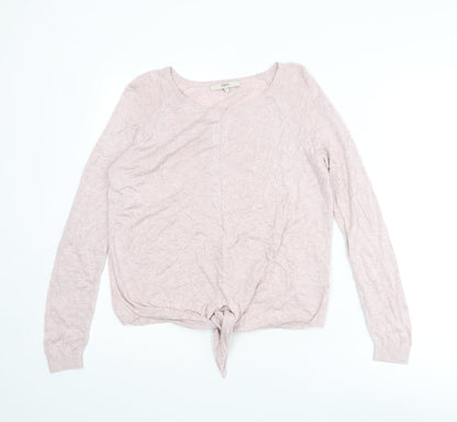 Next Womens Pink Round Neck Viscose Pullover Jumper Size 12 - Knot Front