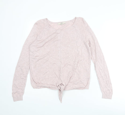 NEXT Womens Pink Round Neck Viscose Pullover Jumper Size 12 - Knot Front