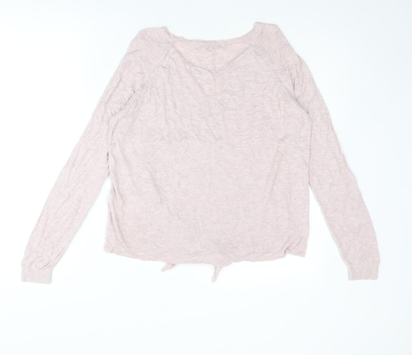 NEXT Womens Pink Round Neck Viscose Pullover Jumper Size 12 - Knot Front