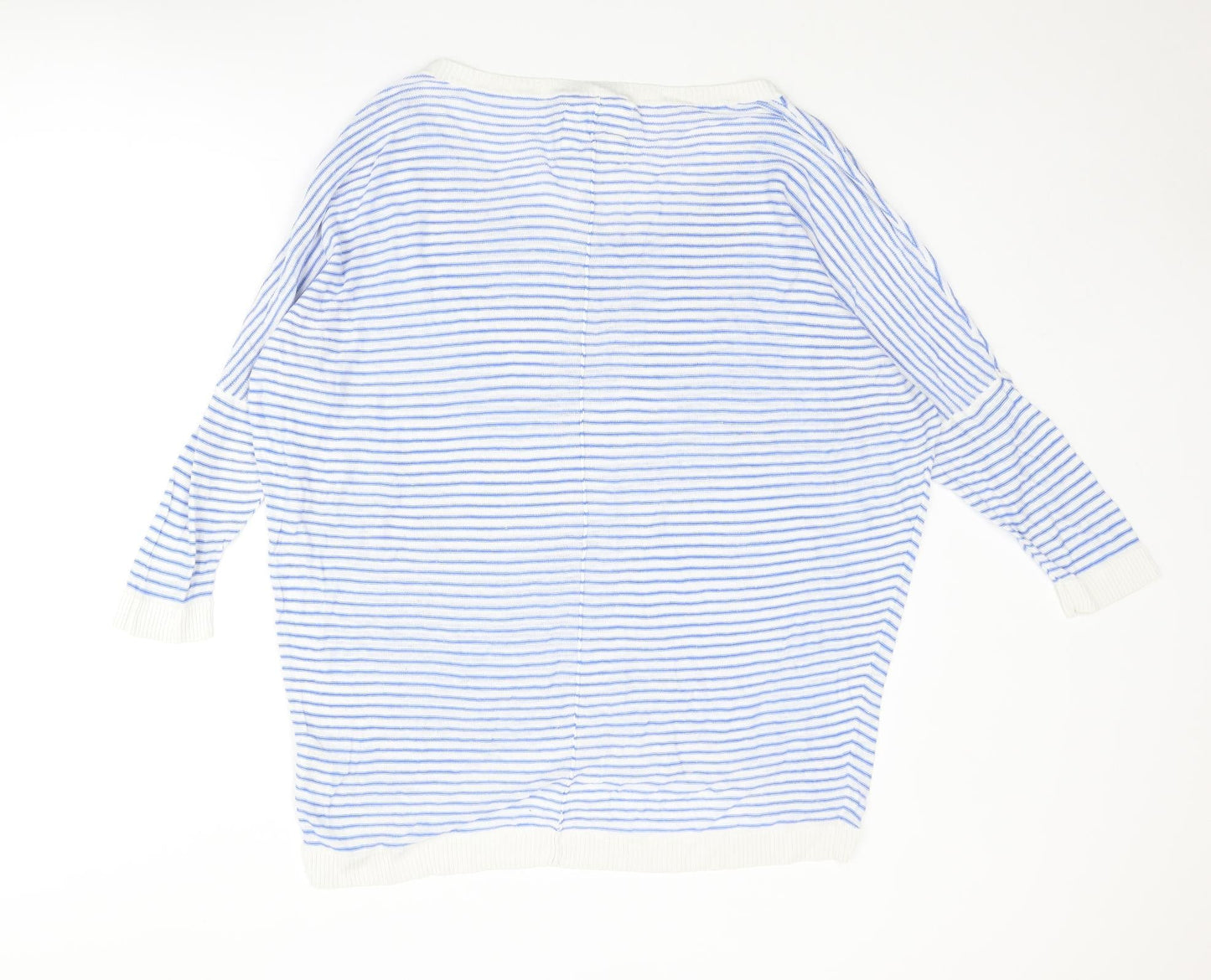 H&M Womens Blue Round Neck Striped Cotton Pullover Jumper Size L