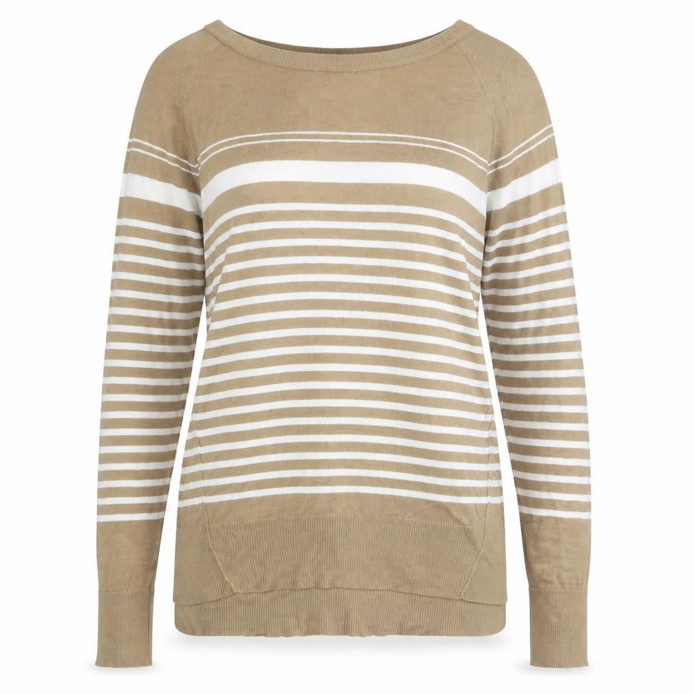 NEXT Womens Brown Round Neck Striped Camel Pullover Jumper Size 10