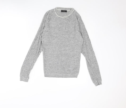 River Island Mens Grey Round Neck Acrylic Pullover Jumper Size XS Long Sleeve - Size 2XS
