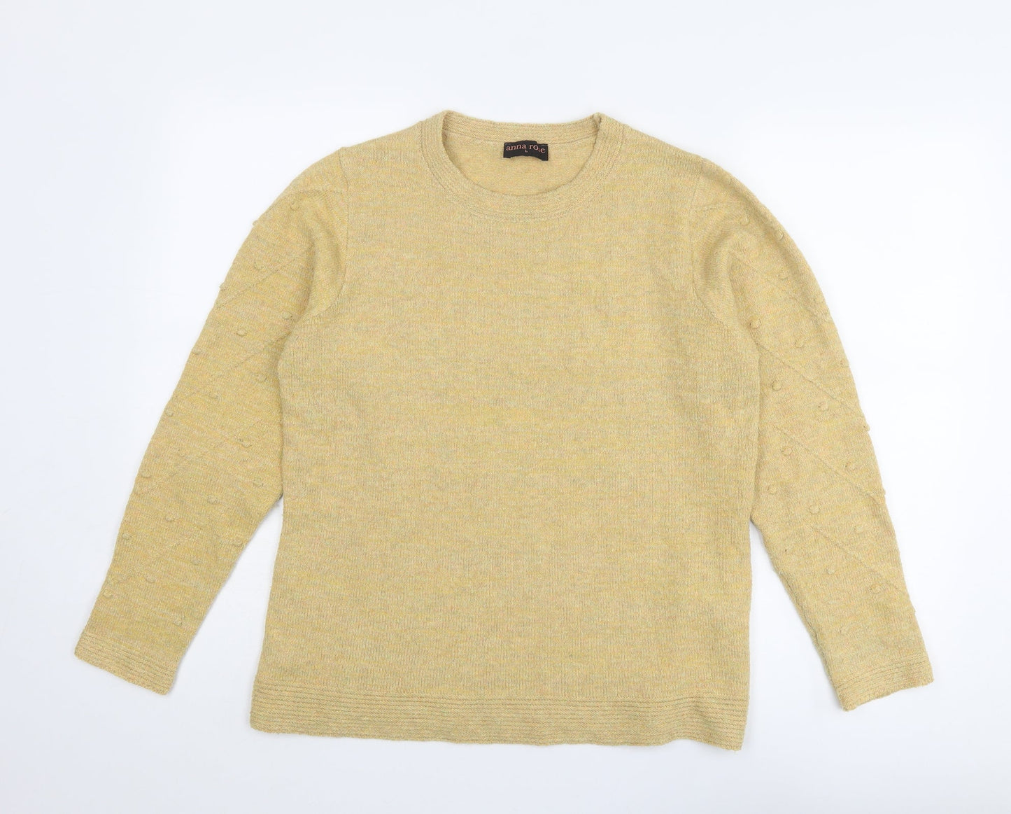 Anna Rose Womens Yellow Round Neck Polyester Pullover Jumper Size L