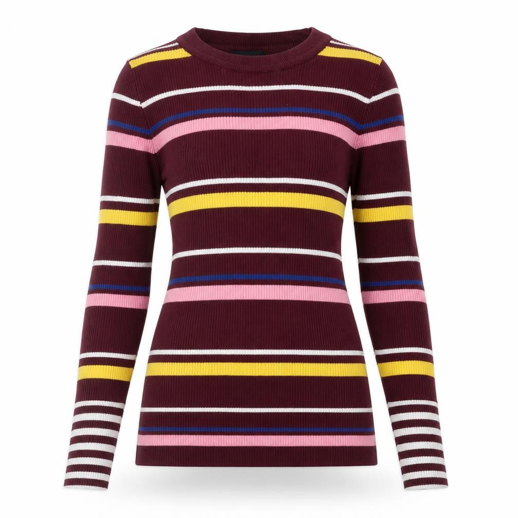 New Look Womens Multicoloured Round Neck Striped Cotton Pullover Jumper Size 12
