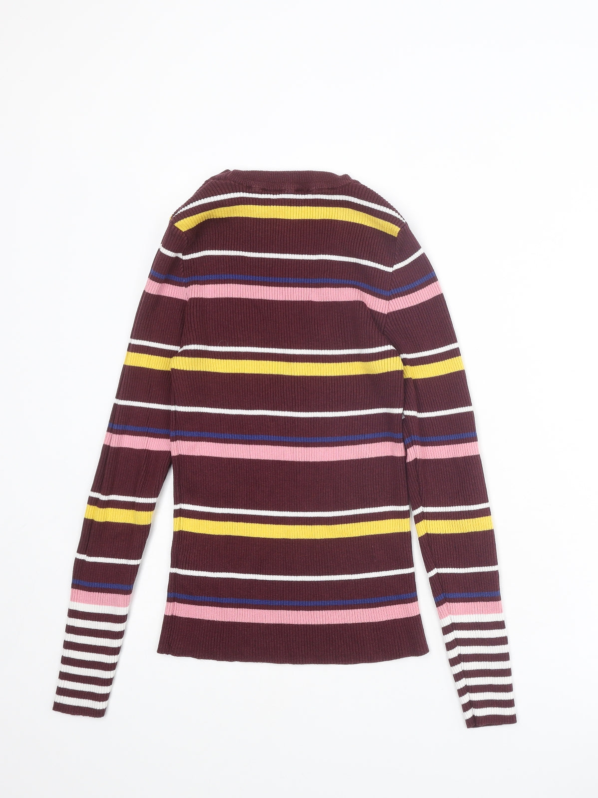New Look Womens Multicoloured Round Neck Striped Cotton Pullover Jumper Size 12
