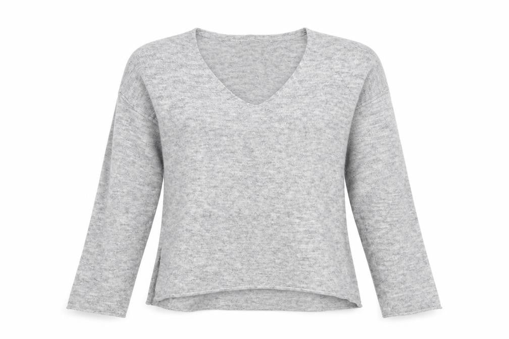 H&M Womens Grey V-Neck Acrylic Pullover Jumper Size S