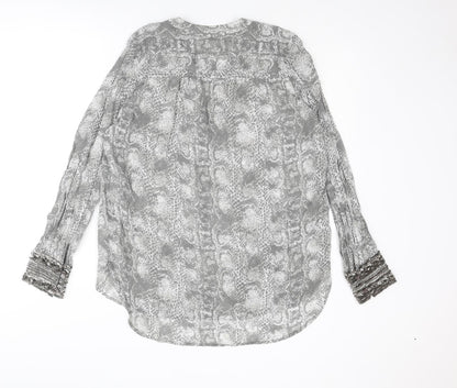 Next Womens Grey Animal Print Viscose Basic Blouse Size 10 V-Neck - Snakeskin Pattern