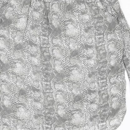 Next Womens Grey Animal Print Viscose Basic Blouse Size 10 V-Neck - Snakeskin Pattern