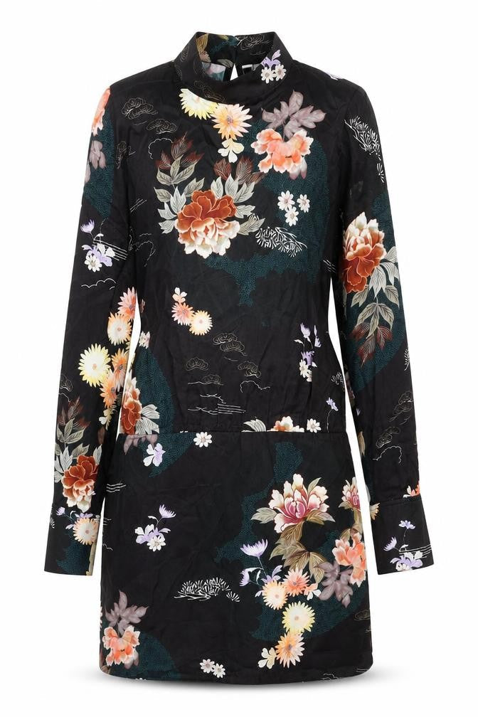 Zara Womens Multicoloured Floral Viscose A-Line Size S Round Neck Button