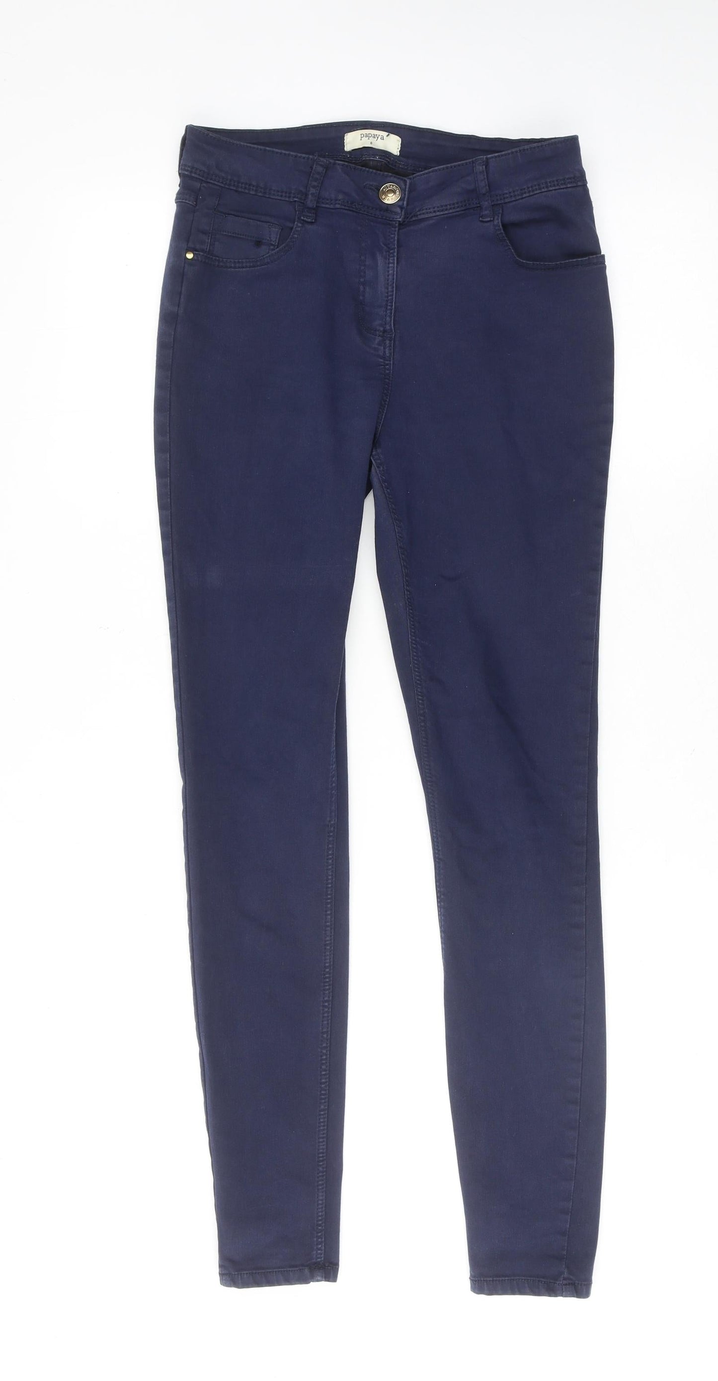 Papaya Womens Blue Cotton Skinny Jeans Size 8 Regular Zip