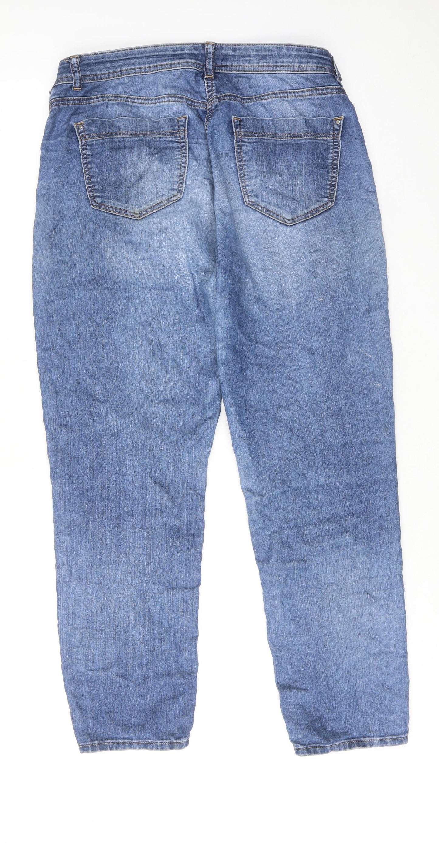 Wallis Womens Blue Cotton Straight Jeans Size 10 Regular Zip