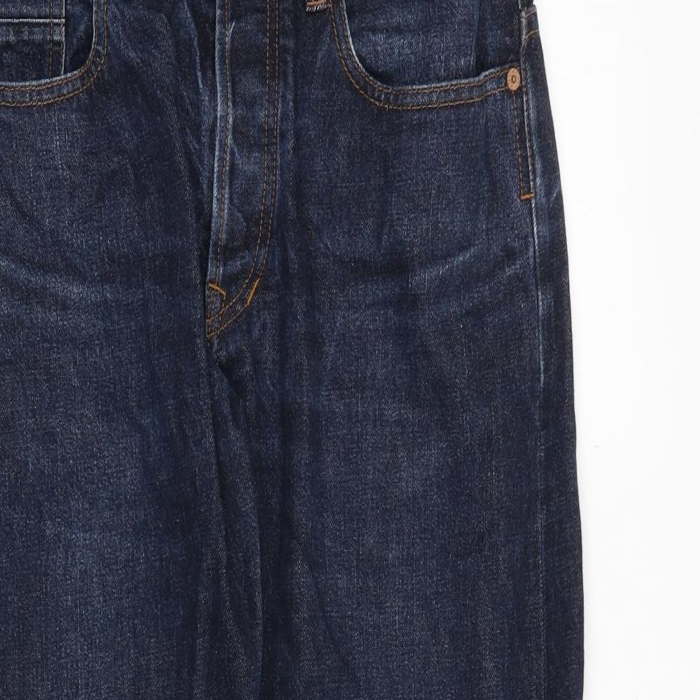 Luke Mens Blue Cotton Straight Jeans Size 35 in Regular Zip