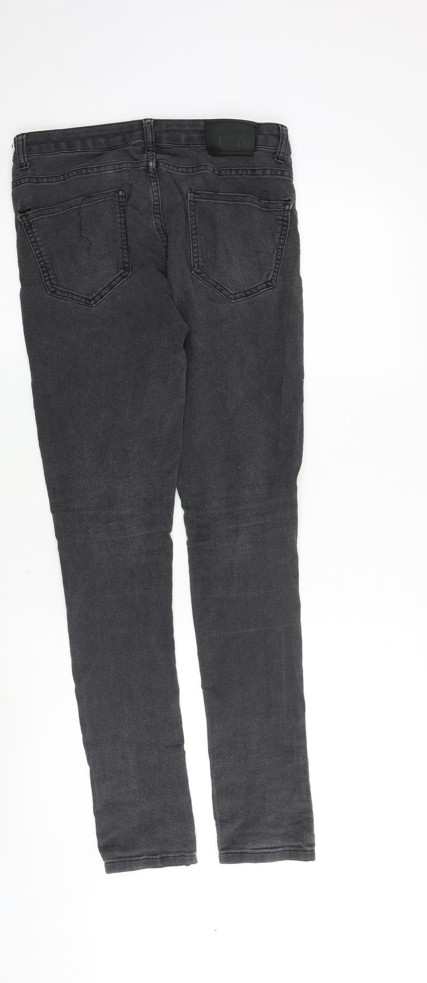 BSC Jeans Mens Grey Cotton Skinny Jeans Size 32 in L32 in Extra-Slim Zip