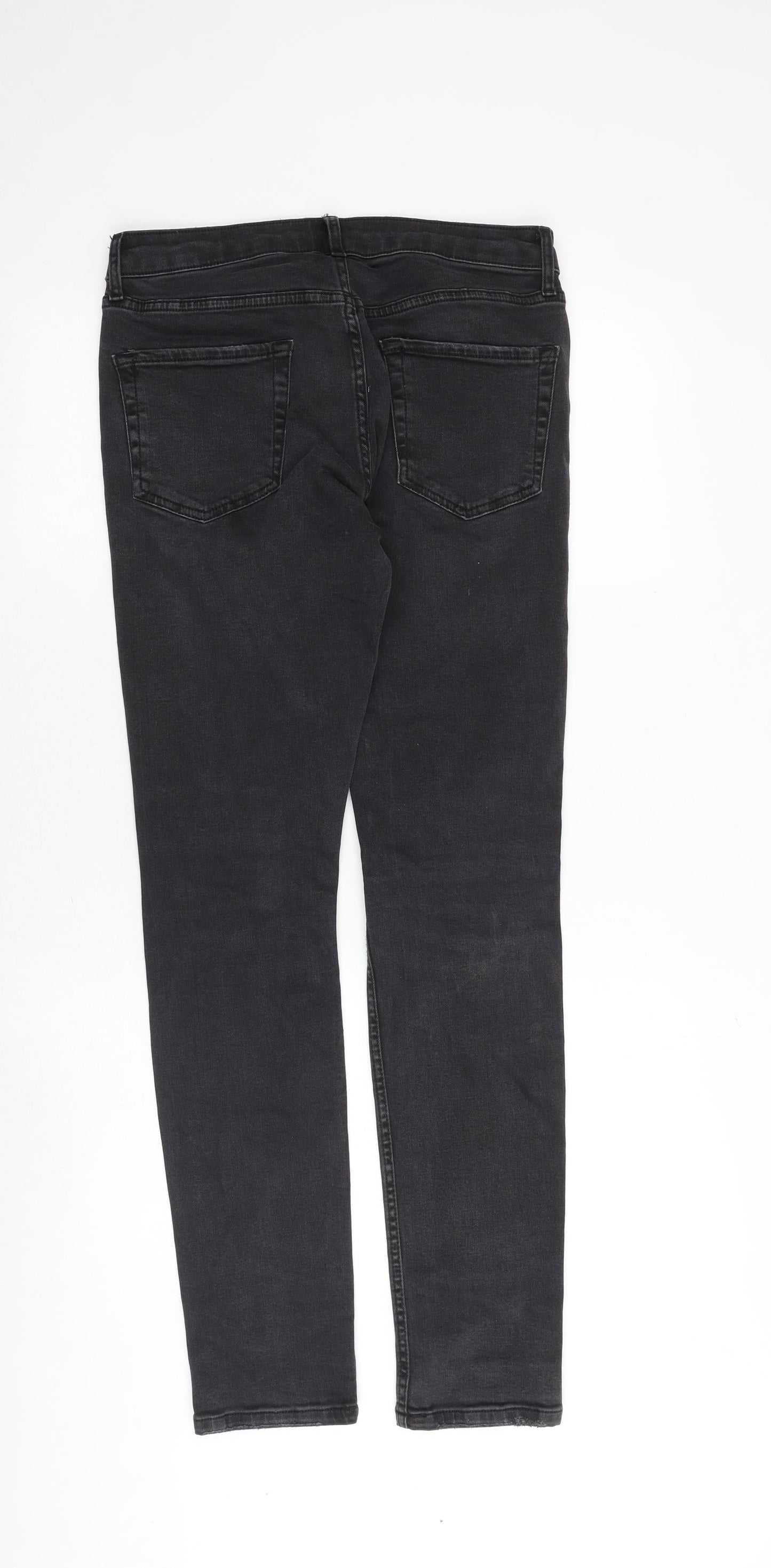 Topman Mens Grey Cotton Skinny Jeans Size 30 in L32 in Slim Zip