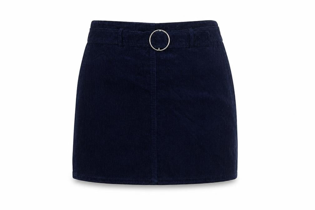 Denim & Co. Girls Blue 100% Cotton Mini Skirt Size 11-12 Years Regular Buckle