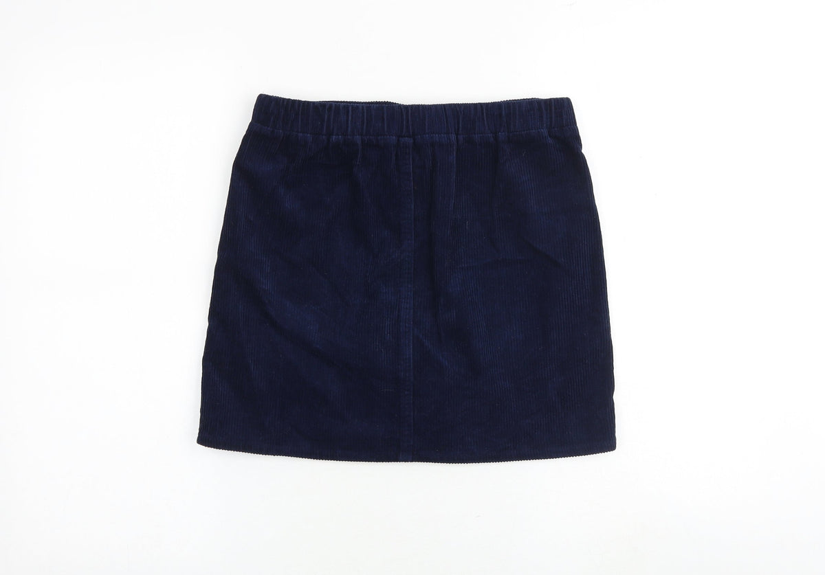 Denim & Co. Girls Blue 100% Cotton Mini Skirt Size 11-12 Years Regular Buckle